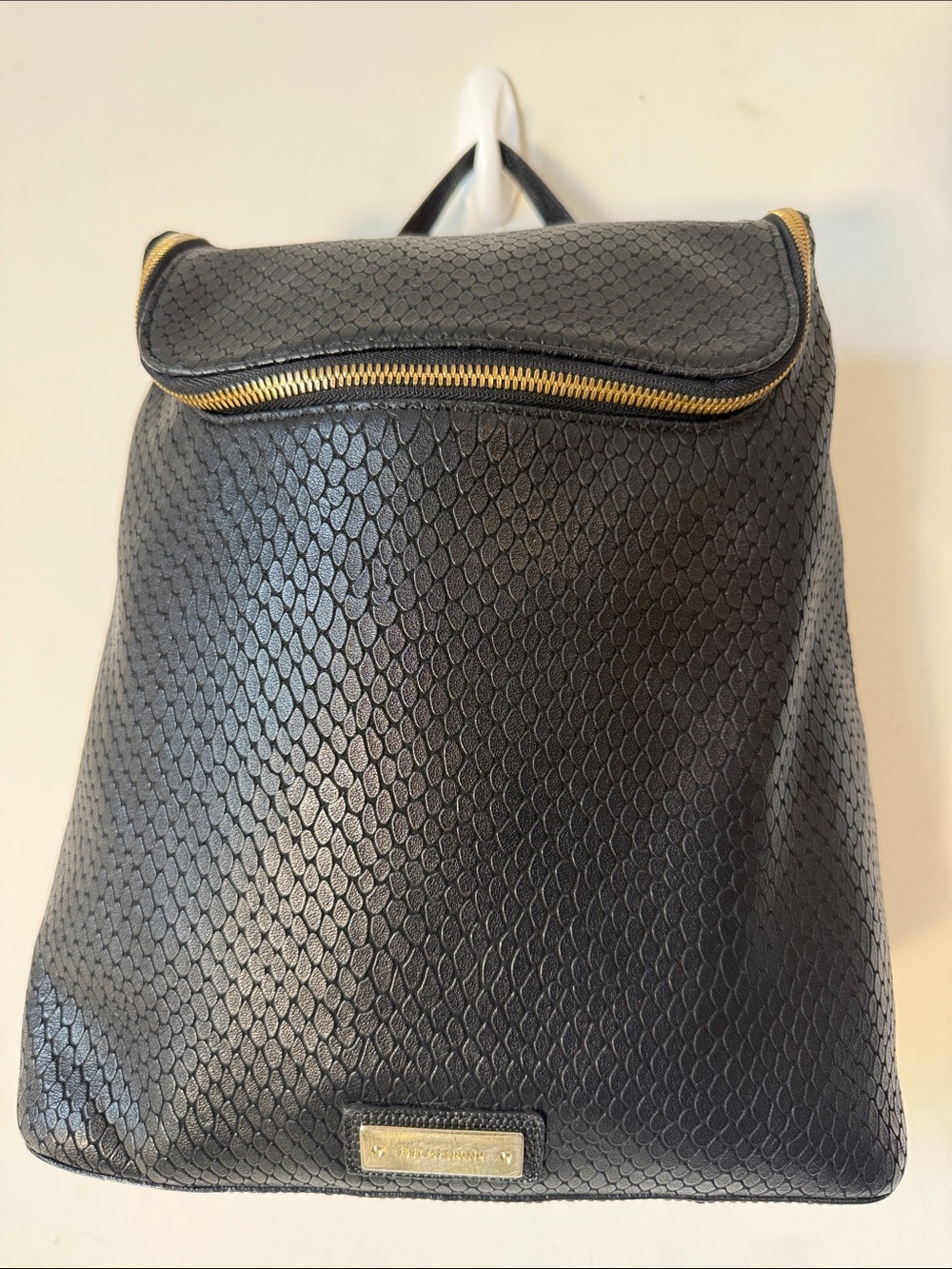 Brahmin Black Textured One Of A Kind Vintage Backpack with Gold Hardware